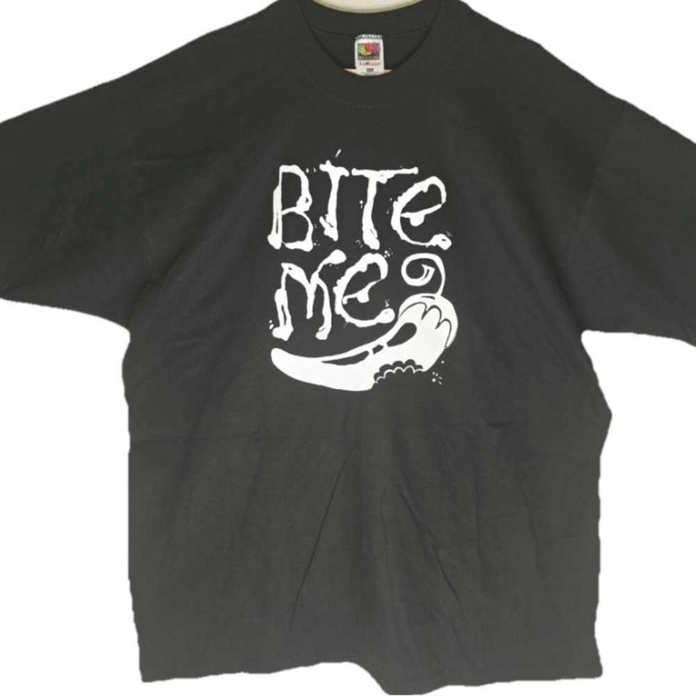 Fruit of the Loom Black 'Bite Me' 1990’s Vintage Tee Rare